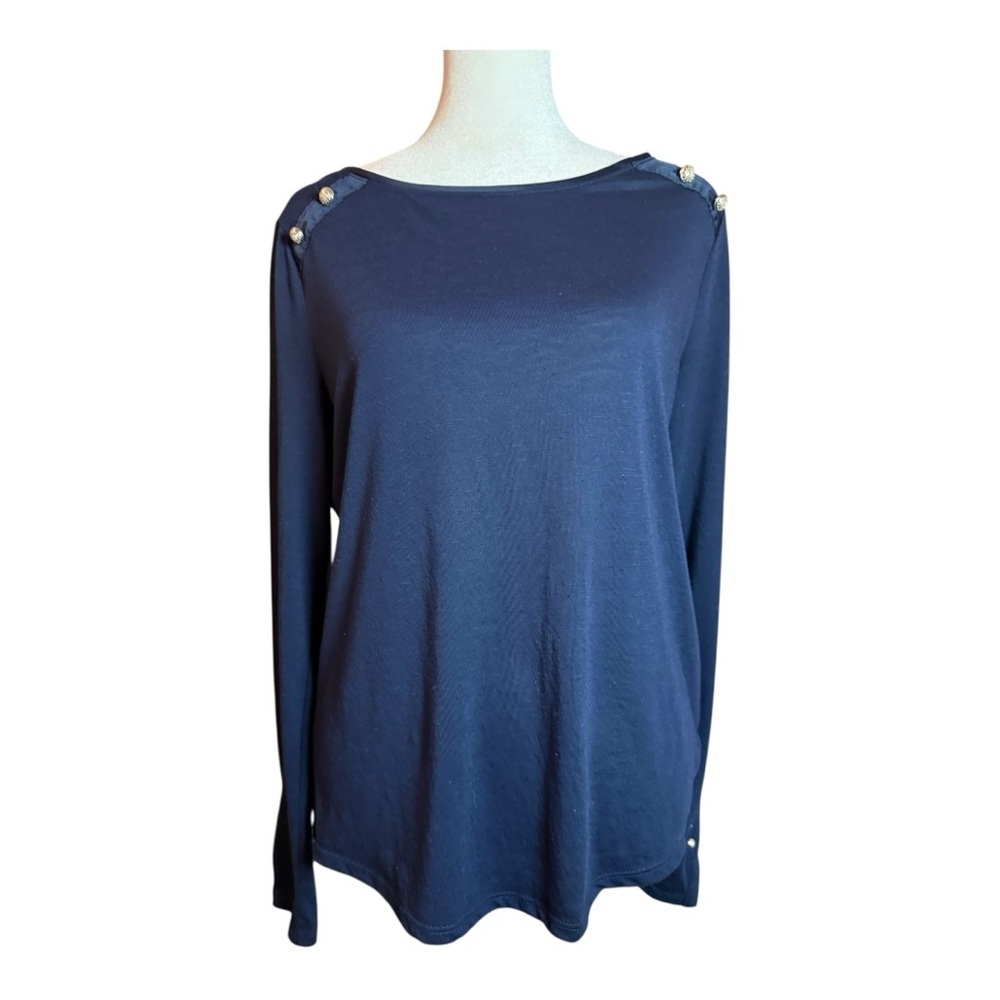 White House Black Market Navy Blue Long Sleeve Tee Top L casual